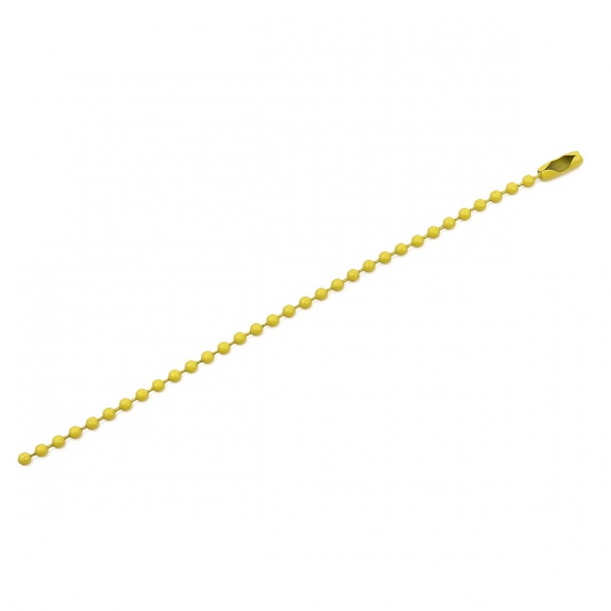 Iron Based Alloy Painting Ball Chain Findings Yellow 2.4mm, 12cm(4 6/8") long, 20 PCs の画像
