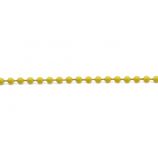 Изображение Iron Based Alloy Painting Ball Chain Findings Yellow 2.4mm, 12cm(4 6/8") long, 20 PCs
