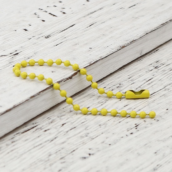 Picture of Iron Based Alloy Painting Ball Chain Findings Yellow 2.4mm, 12cm(4 6/8") long, 20 PCs