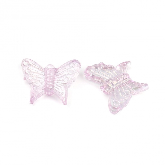 Изображение Acrylic Insect Beads Butterfly Animal Purple AB Color ABout 16mm x 13mm, Hole: Approx 1.4mm, 100 PCs