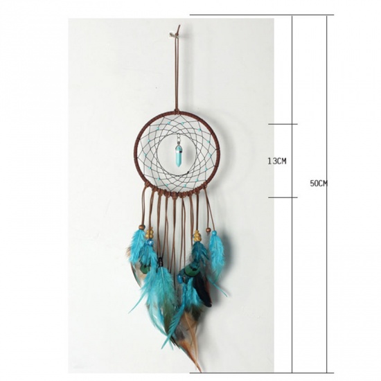 Picture of Mixed DIY Handmade Craft Materials Accessories For Making Dream Catcher Blue Feather 50cm, 1 Set