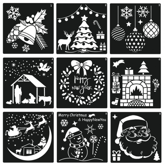 Immagine di PET Children DIY Drawing Template Christmas Wreath Pattern White 13cm x 13cm, 1 Piece