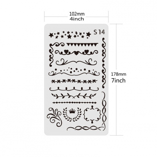 Picture of PET Children DIY Drawing Template Geometric Pattern White 17.8cm x 10.2cm, 1 Piece