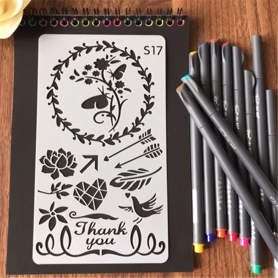 Immagine di PET Children DIY Drawing Template Flower White 17.8cm x 10.2cm, 1 Piece