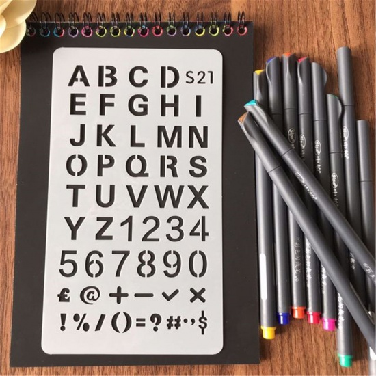 Immagine di PET Children DIY Drawing Template Number Initial Alphabet/ Capital Letter Pattern White 17.8cm x 10.2cm, 1 Piece