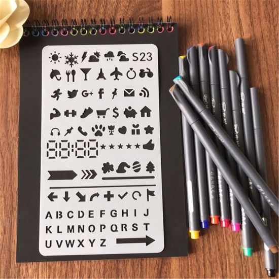 Immagine di PET Children DIY Drawing Template Initial / Capital Letter Pattern White 17.8cm x 10.2cm, 1 Piece