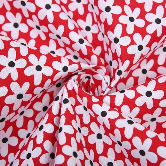 Picture of Polyester Fabric For DIY Mouth Masks Red Flower For Women 160cm x 100cm, 1 M