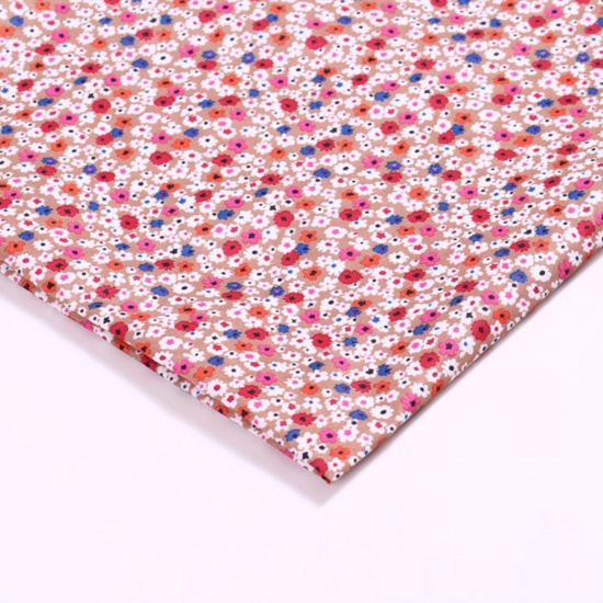 Picture of Polyester Fabric For DIY Mouth Masks Red Brown Flower For Women 150cm x 100cm, 1 M