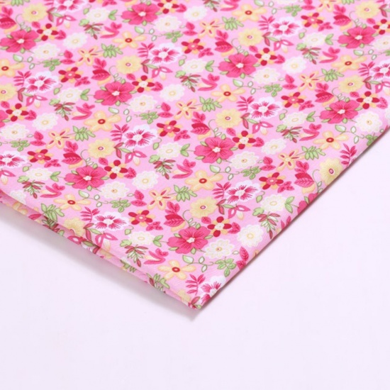 Picture of Polyester Fabric For DIY Mouth Masks Pink Flower For Women 150cm x 100cm, 1 M