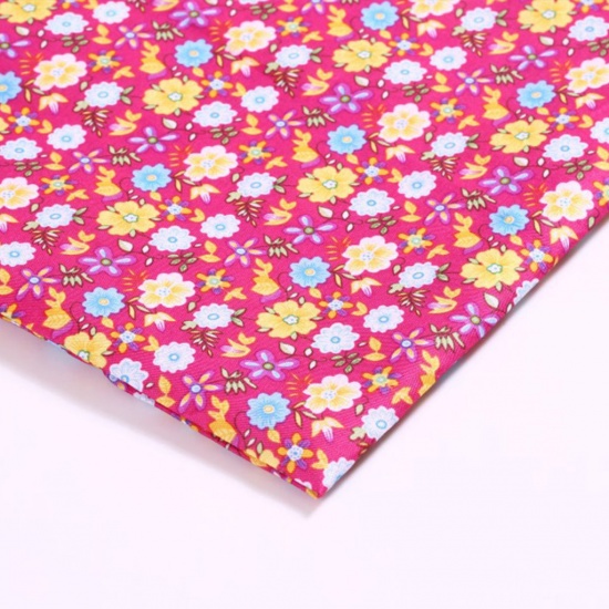 Picture of Polyester Fabric For DIY Mouth Masks Fuchsia Flower For Women 150cm x 100cm, 1 M