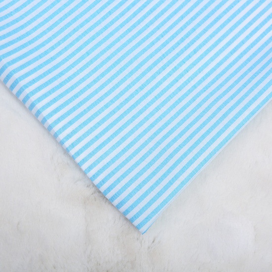 Picture of Polyester Fabric For DIY Mouth Masks Skyblue Stripe For Women 150cm x 100cm, 1 M
