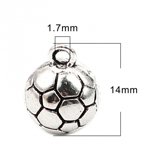 Picture of Zinc Based Alloy Sport Charms Football Antique Silver Color 14mm x 11mm, 20 PCs