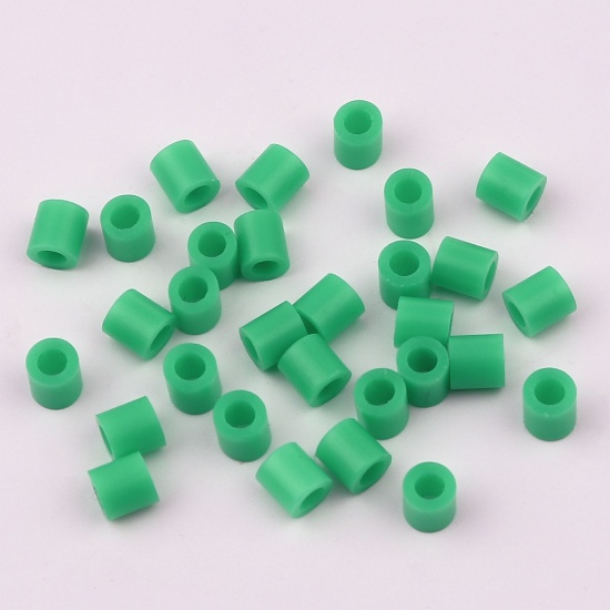 Picture of Acrylic Pony Bubblegum Beads Cylinder Dark Green About 5mm x 5mm, Hole: Approx 2.9mm, 2000 PCs