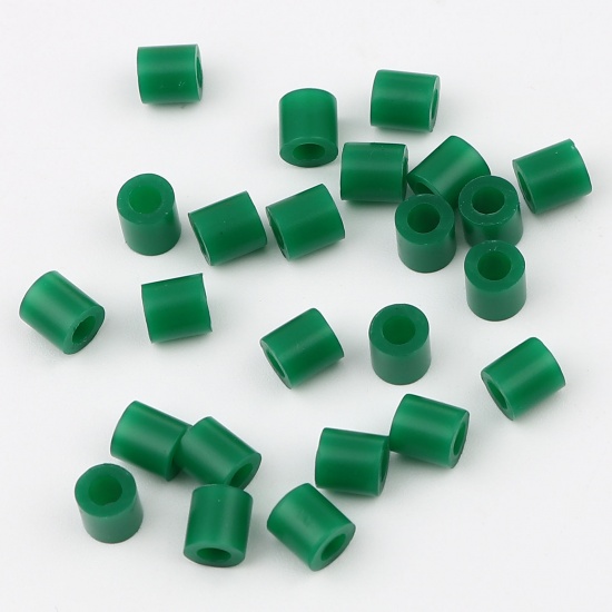 Picture of Acrylic Pony Bubblegum Beads Cylinder Dark Green About 5mm x 5mm, Hole: Approx 2.9mm, 2000 PCs