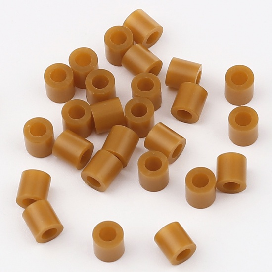 Picture of Acrylic Pony Bubblegum Beads Cylinder Dark Khaki About 5mm x 5mm, Hole: Approx 2.9mm, 2000 PCs