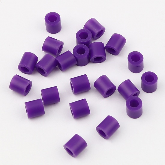 Picture of Acrylic Pony Bubblegum Beads Cylinder Purple About 5mm x 5mm, Hole: Approx 2.9mm, 2000 PCs