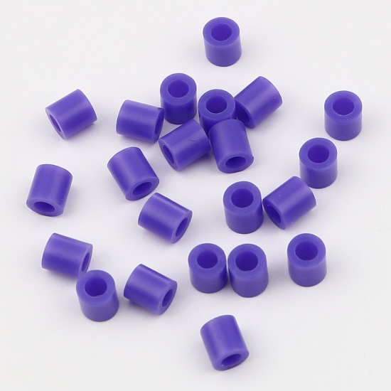 Picture of Acrylic Pony Bubblegum Beads Cylinder Blue Violet About 5mm x 5mm, Hole: Approx 2.9mm, 2000 PCs