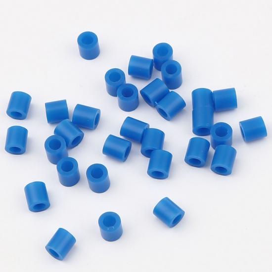 Picture of Acrylic Pony Bubblegum Beads Cylinder Royal Blue About 5mm x 5mm, Hole: Approx 2.9mm, 2000 PCs