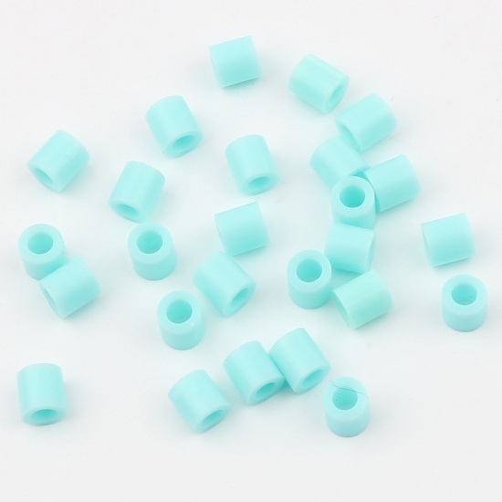 Picture of Acrylic Pony Bubblegum Beads Cylinder Mint Green About 5mm x 5mm, Hole: Approx 2.9mm, 2000 PCs