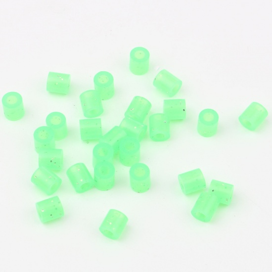 Immagine di Acrilato Perline Cilindrico Verde Brillio Circa 5mm x 5mm, Foro: Circa 2.8mm, 2000 Pz