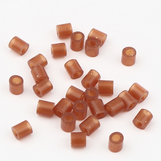 Picture of Acrylic Pony Bubblegum Beads Cylinder Coffee Glitter About 5mm x 5mm, Hole: Approx 2.8mm, 2000 PCs