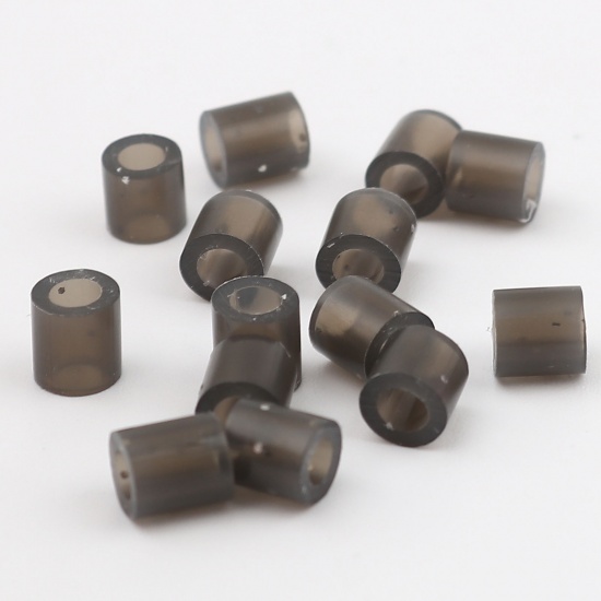 Picture of Acrylic Pony Bubblegum Beads Cylinder Black Glitter About 5mm x 5mm, Hole: Approx 2.8mm, 2000 PCs