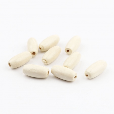 Natural Wood Spacer Beads Barrel Creamy-White About 15mm x 7mm, Hole: Approx 2.4mm, 500 PCs