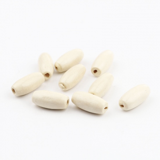 Picture of Wood Spacer Beads Barrel Creamy-White About 15mm x 7mm, Hole: Approx 2.4mm, 500 PCs