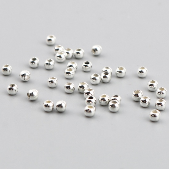 Bild von CCB Plastik Perlen Rund Versilbert Plattiert ca. 3mm D., Loch:ca. 1mm, 1 Packung 400 Stück/Paket)