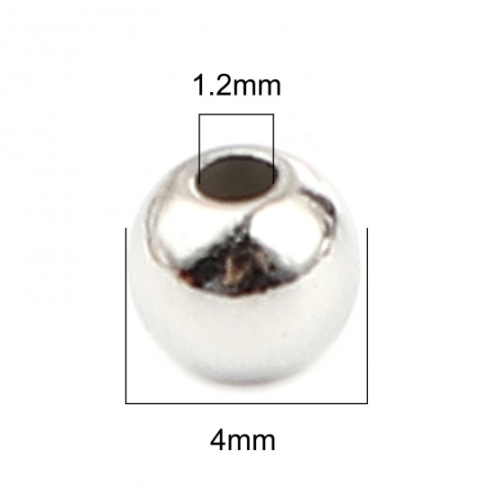 Bild von CCB Plastik Perlen Rund Silberfarbe Plattiert ca. 4mm D., Loch:ca. 1.2mm, 1 Packung 300 Stück/Paket)