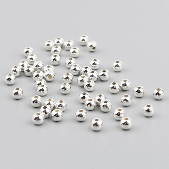 Bild von CCB Plastik Perlen Rund Versilbert Plattiert ca. 4mm D., Loch:ca. 1.2mm, 1 Packung 300 Stück/Paket)