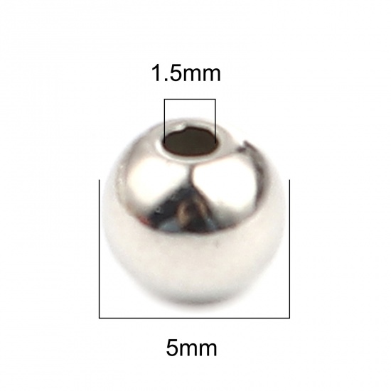Bild von CCB Plastik Perlen Rund Silberfarbe Plattiert ca. 5mm D., Loch:ca. 1.5mm, 1 Packung 200 Stück/Paket)