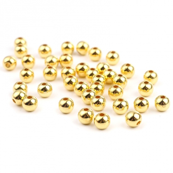 Bild von CCB Plastik Perlen Rund Vergoldet Plattiert ca. 5mm D., Loch:ca. 1.5mm, 1 Packung 200 Stück/Paket)