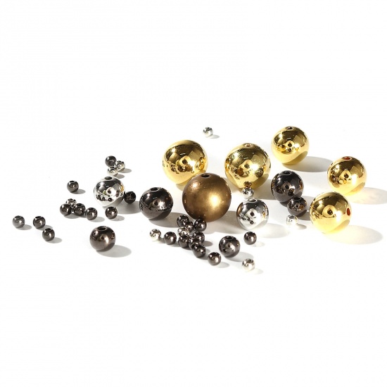 Bild von CCB Plastik Perlen Rund Vergoldet Plattiert ca. 5mm D., Loch:ca. 1.5mm, 1 Packung 200 Stück/Paket)