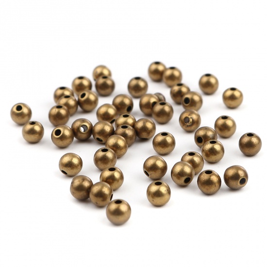 Bild von CCB Plastik Perlen Rund Bronzefarbe Plattiert ca. 5mm D., Loch:ca. 1.5mm, 1 Packung 200 Stück/Paket)