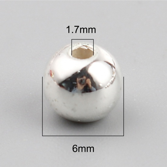 Bild von CCB Plastik Perlen Rund Versilbert Plattiert ca. 6mm D., Loch:ca. 1.7mm, 1 Packung 100 Stück/Paket)