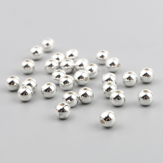 Picture of CCB Plastic Beads Round Plating About 6mm Dia., Hole: Approx 1.7mm, 1 Packet (Approx 100 PCs/Packet)