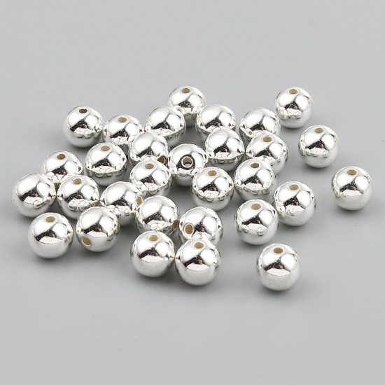 Picture of CCB Plastic Beads Round Plating About 8mm Dia., Hole: Approx 1.8mm, 1 Packet (Approx 100 PCs/Packet)