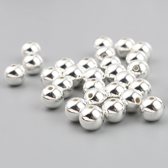 Picture of CCB Plastic Beads Round Plating About 8mm Dia., Hole: Approx 1.8mm, 1 Packet (Approx 100 PCs/Packet)