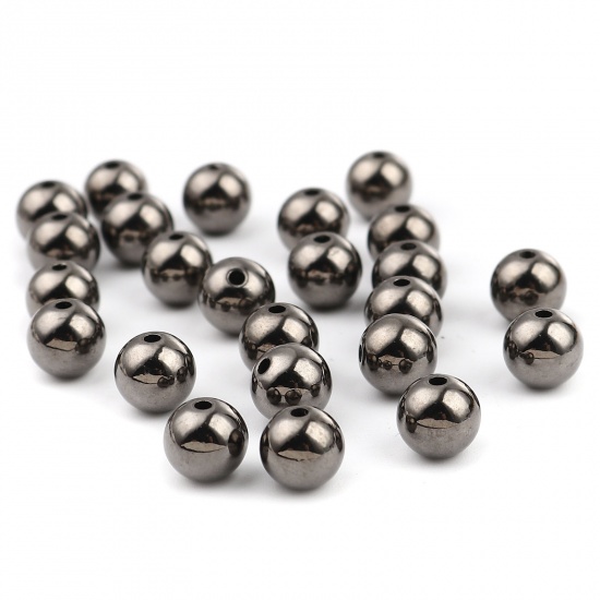 Bild von CCB Plastik Perlen Rund Metallgrau Plattiert ca. 8mm D., Loch:ca. 1.8mm, 1 Packung 100 Stück/Paket)