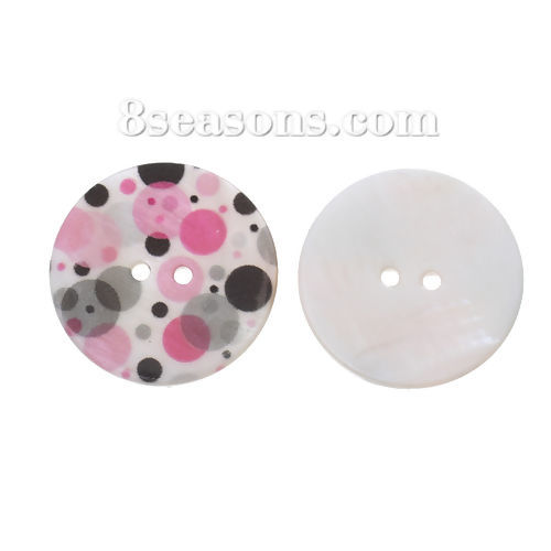 ナチュラル 貝ボタン フラワー シェルボタン 手芸 縫製用 円形 多色 点 2穴 3cm 直径、 12 個 の画像