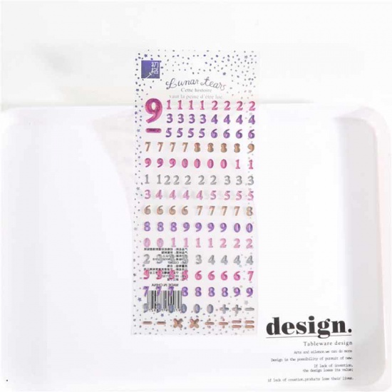 Immagine di PVC DIY Decorazione Di Scrapbook Adesivi Numero Multicolore Brillio 20.5cm x 9cm, 1 Pz