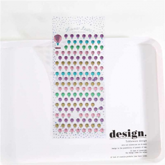 Immagine di PVC DIY Decorazione Di Scrapbook Adesivi Mongolfiera Multicolore Brillio 20.5cm x 9cm, 1 Pz