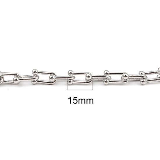 Picture of Zinc Based Alloy Link Chain Findings Silver Tone U-shaped 15x9mm, 1 M