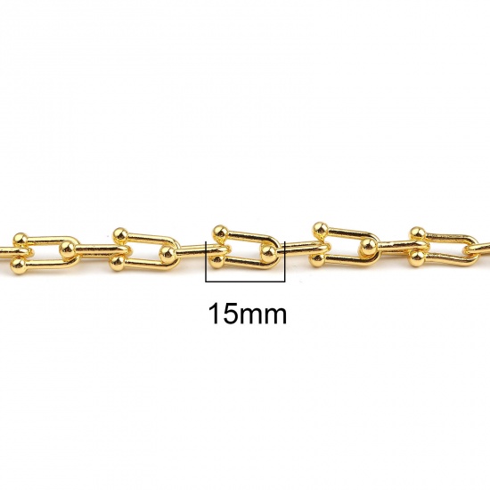 Picture of Zinc Based Alloy Link Chain Findings Gold Plated U-shaped 15x9mm, 1 M
