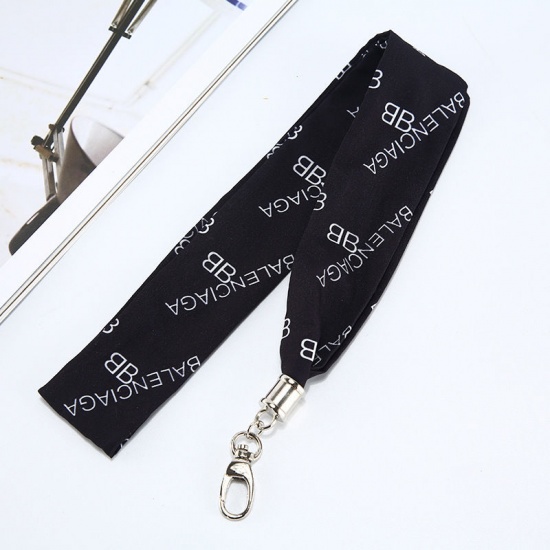 Picture of Black - Badge ID Card Hanging Neck Lanyard Clips 44x4cm, 1 Piece