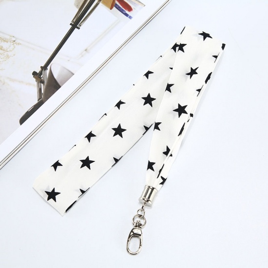Immagine di White - Badge ID Card Hanging Neck Lanyard Clips 44x4cm, 1 Piece
