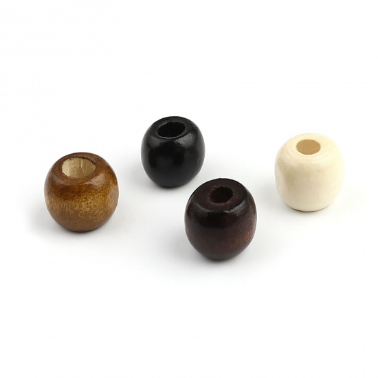 Picture of Pine Wood Spacer Beads Cylinder Black About 12mm x 10mm, Hole: Approx 5.5mm, 500 PCs
