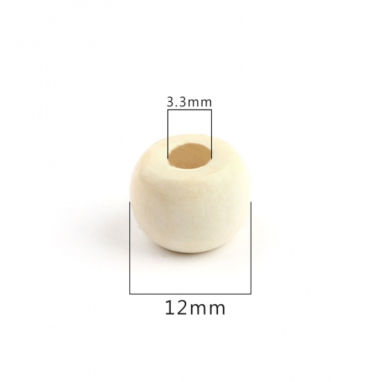 松材 ビーズ 円筒形 オフホワイト 約 12mm x 10mm、 穴：約 5.5mm、 500 個 の画像