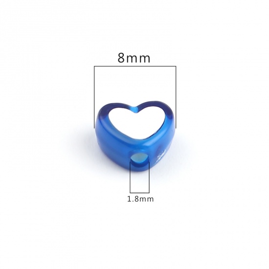Imagen de Acrílico Cuentas Corazón , Azul Oscuro 8mm x 7mm, Agujero: Aprox 1.8mm, 300 Unidades